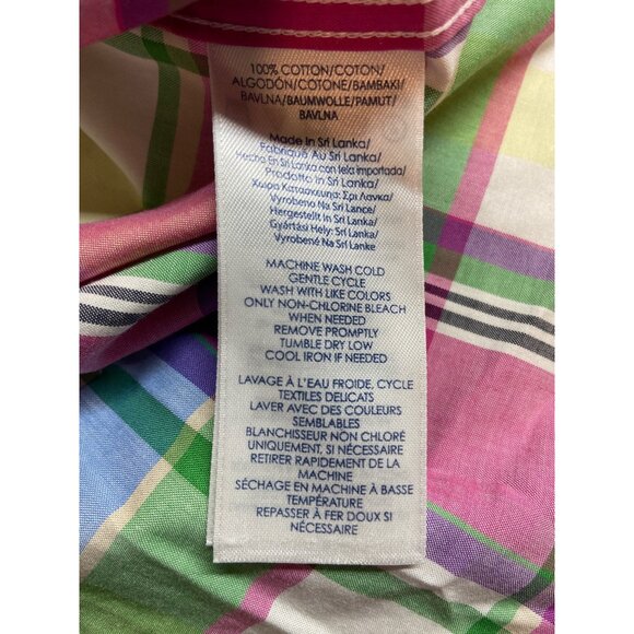 Chaps Womens Shirt Multicolor Plaid Button-Up 3/4 Sleeves Preppy Academia - Picture 4 of 9